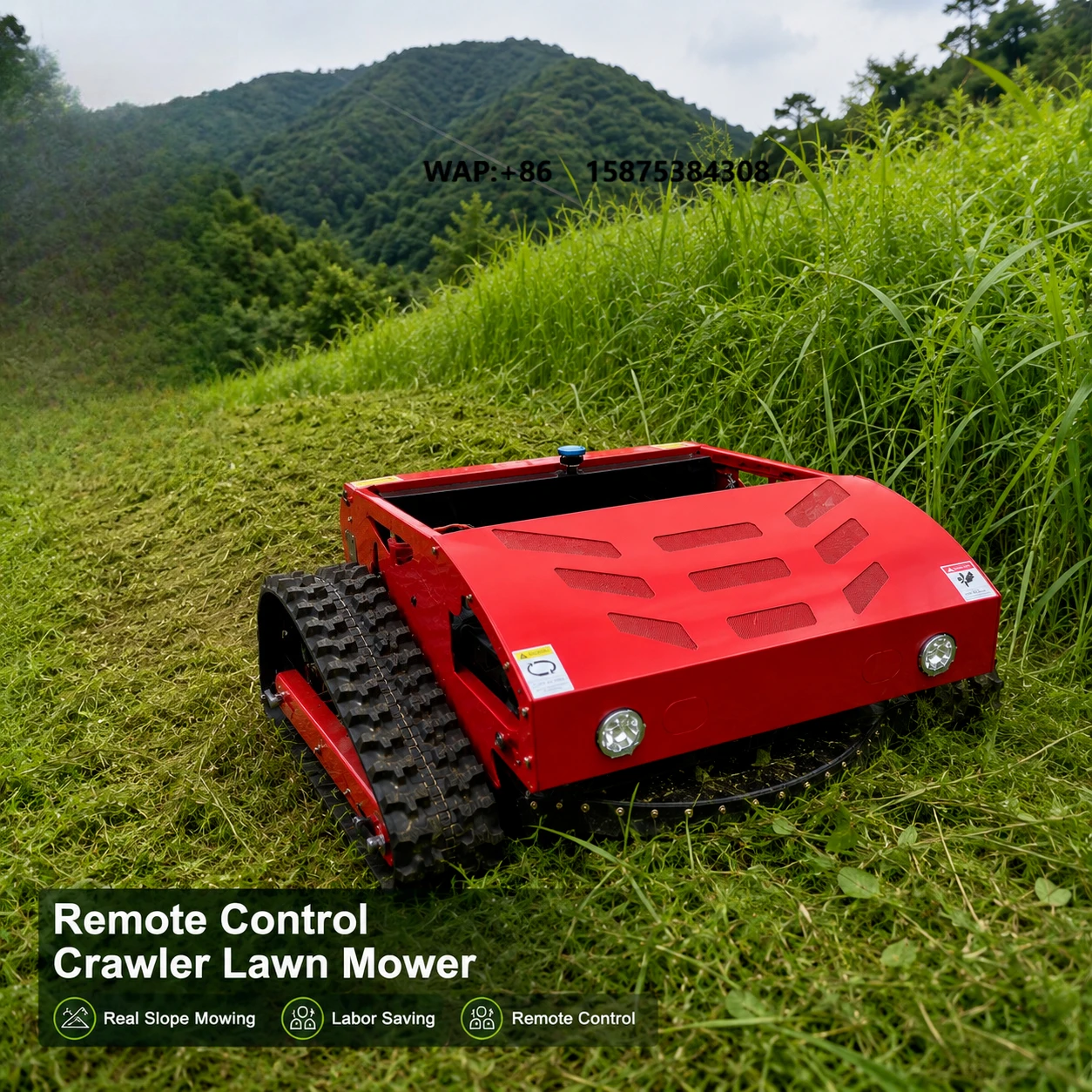 Tracked Crawler Robotic Lawn Mower with Excellent Slope Performance for Steep Slope and Rough Terrain Grass Cutting