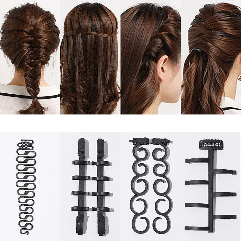 Women Hair Braid Tool Holder Clip Donut Bun Maker Weave Hair Braider Roller Hair Styling Hairpins Twist Tool DIY Accessories