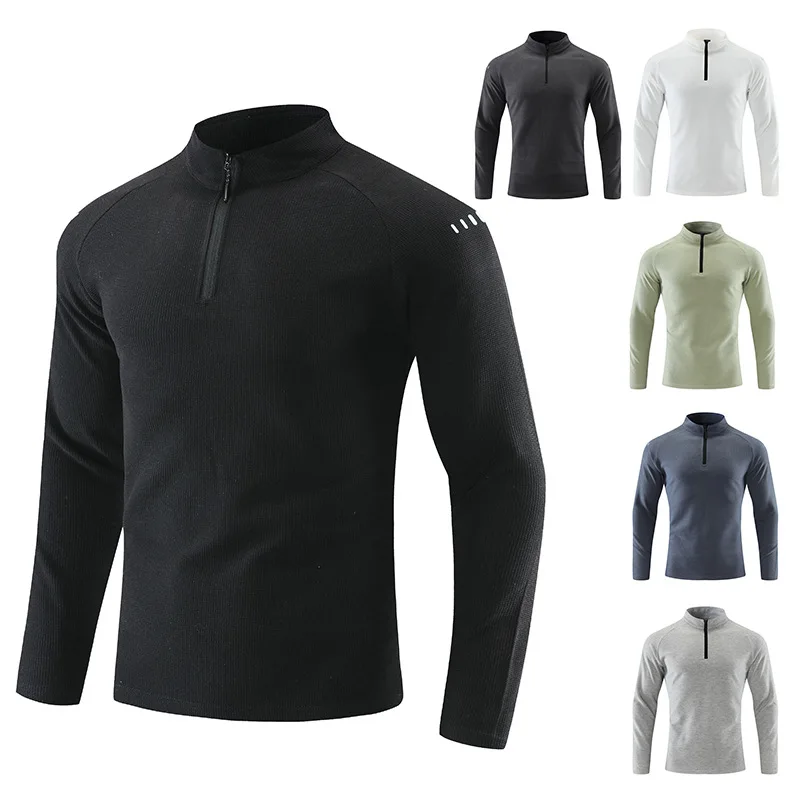 Men's Running Hiking Long Sleeve T-Shirt Reflective Breathable Sportswear Black Gym Jogging Fitness Top  men Sweatshirt