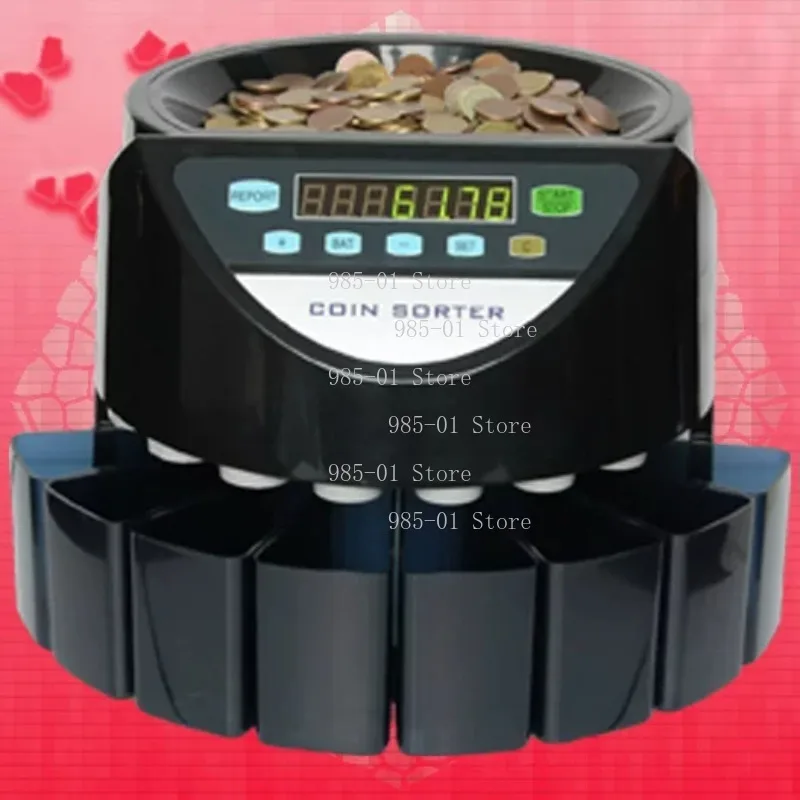 Electronic coin counting and sorting machine, suitable for Euro, GBP, Japanese Yen, Israeli Shekel and Philippine Peso