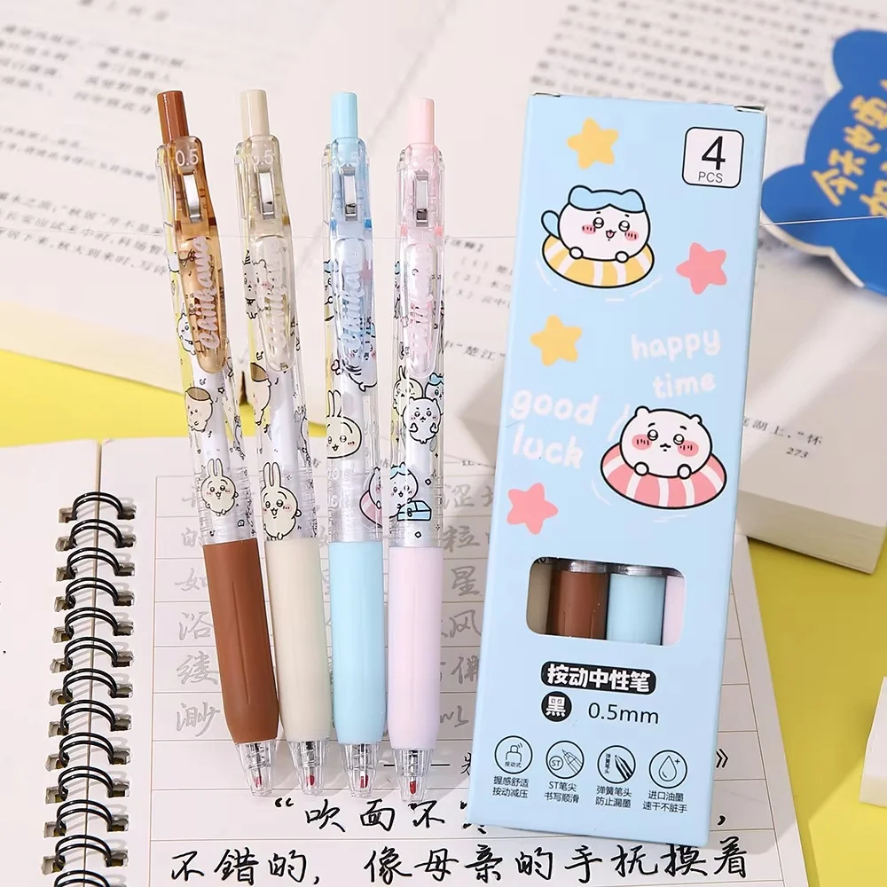 8 Pcs Chiikawa Gel Pen Kt Labubu Usagi Hachiware 0.5 Black Quick-Drying Press Office Work School Student Kawaii Stationery Gift