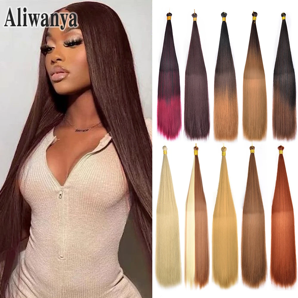 

Straight Pony Hair Bundles Crochet Braids Hair Synthetic Braiding Hair Bundles Ombre Blonde Crochet Hair Extensions