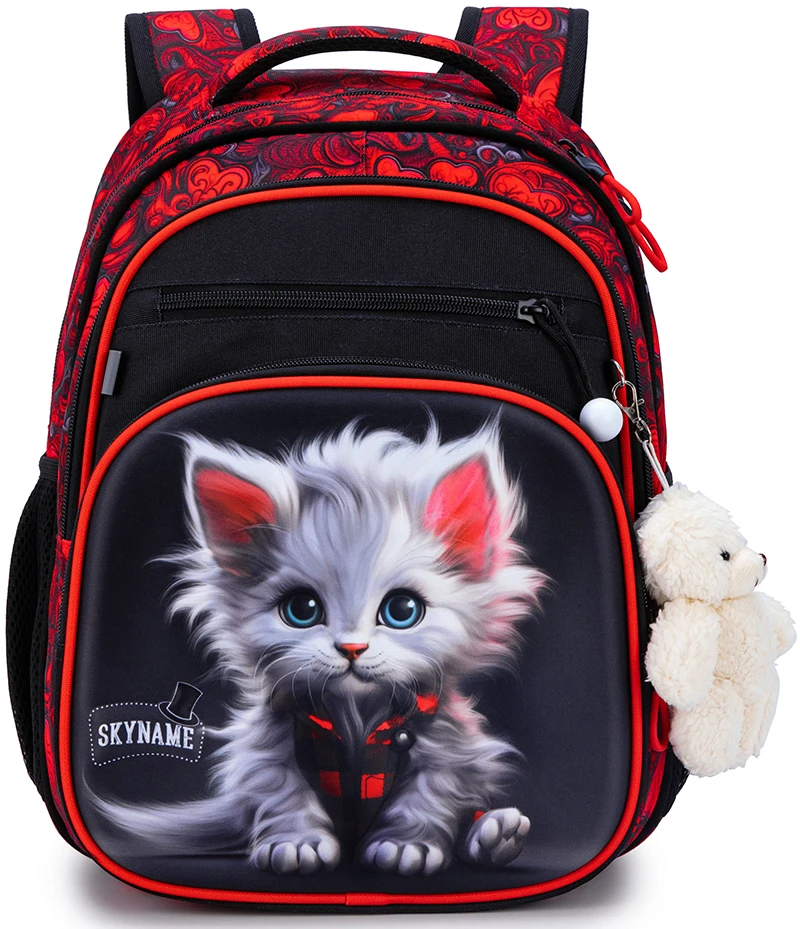 Mochilas escolares ortopédicas para niños y niñas, mochilas escolares impermeables con Gato de dibujos animados, mochilas de 7 años para estudiantes