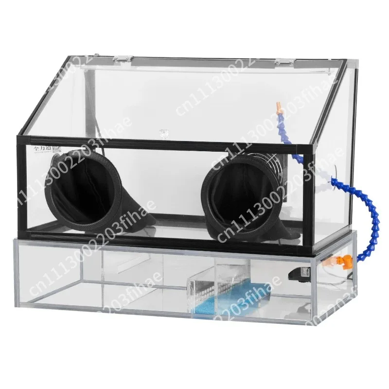 Polishing Dust Box, Grinding Cover with Glove Hole, desktop Collector, Removable Dust Cabinet for Engraving