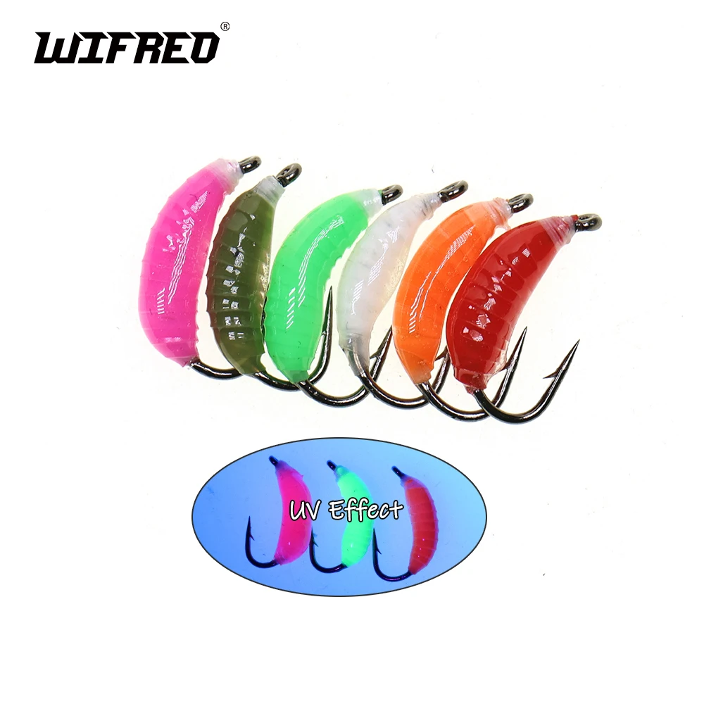 

WIFREO 12шт # 10 # 8. нимфа Scud Bug, червячные мухи, искусственные личинки Caddis, земляная приманка для червя для форели, окуня, Bluegill, панфиша, рыбалка
