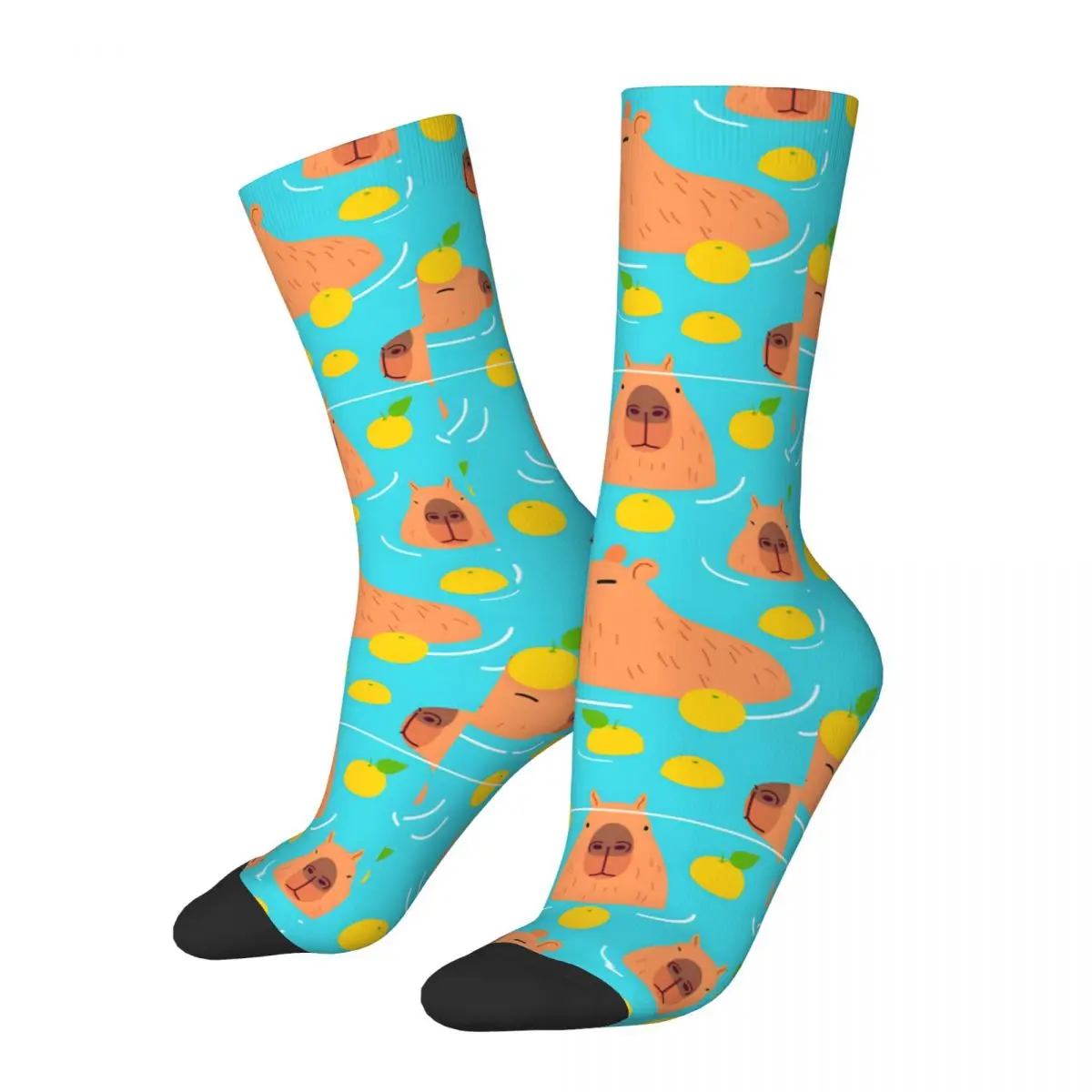 Retro Cute Capybaras Men\'s compression Socks Unisex Harajuku Pattern Printed Novelty Crew Sock