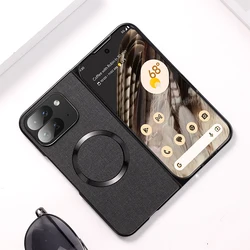 Case For Magsafe Magnetic Wireless Charge Cloth Texture Hard Plastic Phone Cover For Google Pixel 9 Pro fold
