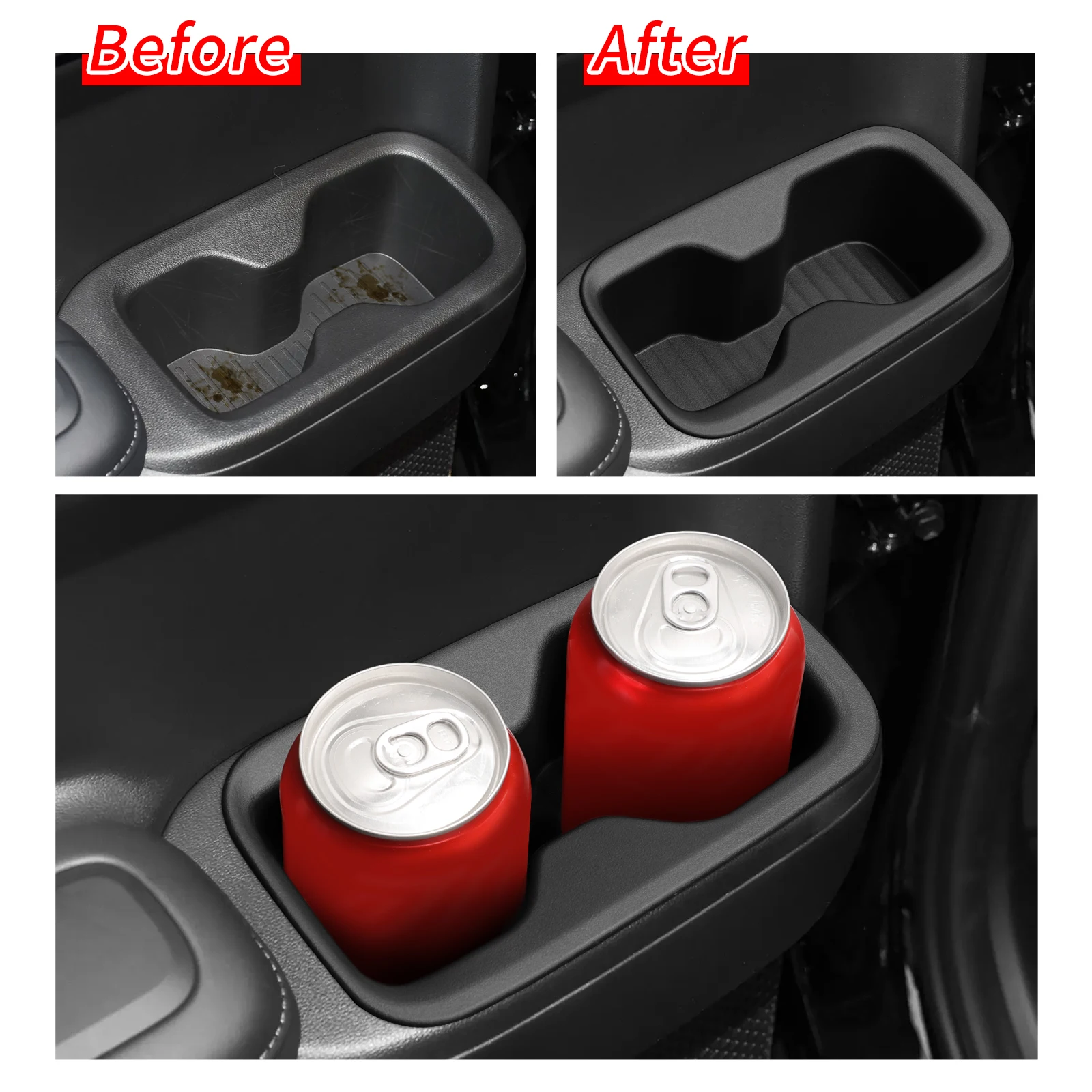 SMABEE for Hyundai Santa Fe 6/7 Seats 2024 2025 Door Side Cup Holder Insert Cup Holder Shock-Absorbing Storage Tray TPE Tidying
