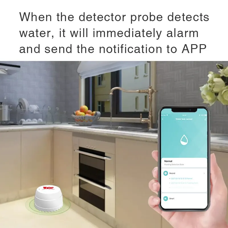 TUYA Zigbee Water Leak Detector Water Flood Sensor Smart Life APP Remote Monitoring Flood Alert Overflow Security On Site Alarm