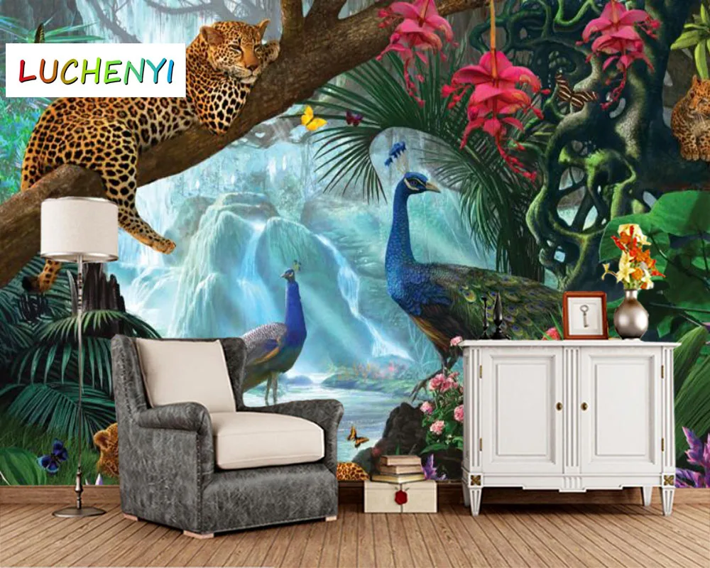 Papel de parede custom tropical plant flamingo,tiger, landscape  wallpaper mural,living room tv wall  bedroom home decor