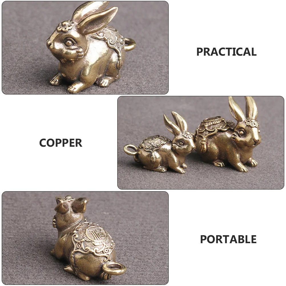 

4 Pcs Decorations Retro Rabbit Keychain Accessories Animal Keyrings Cute s Small Sculpture