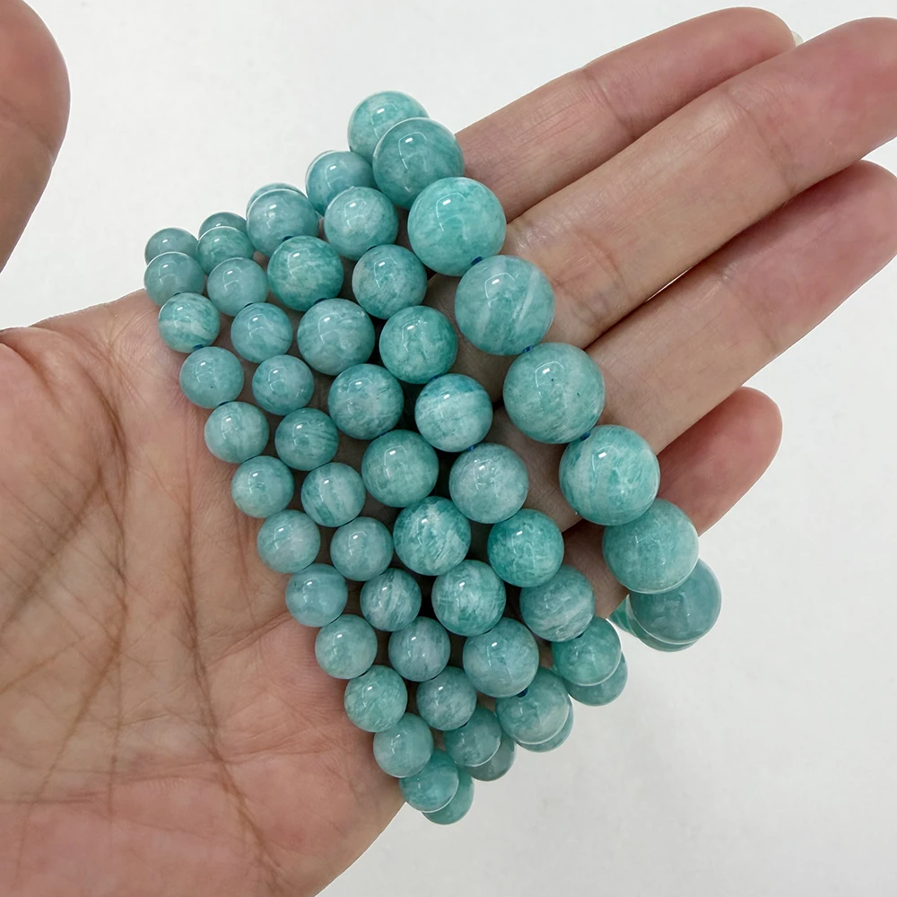 Genuine Semi-precious A Quality Brazil Amazonite Natural Stone Round Loose Beads 6 8 10 MM Pick Size for Jewelry Making DIY