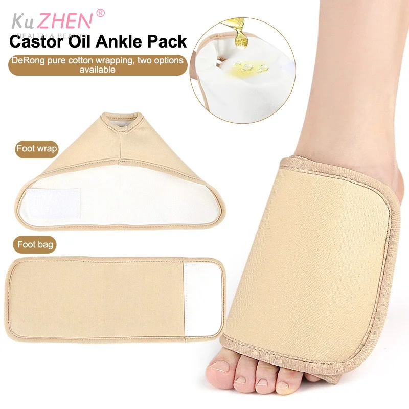 Paquete de aceite de ricino de algodón caqui, envoltura de aceite de ricino de algodón orgánico reutilizable para pies, envoltura de aceite de ricino para estreñimiento del insomnio, 1 ud.