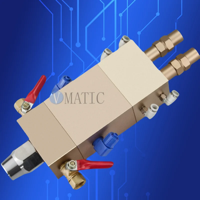 

Free Shipping Dual Liquid Dispensing Valve Double Acting Suck Back Style Big Flow AB Two Component Glue Dispensing Valve