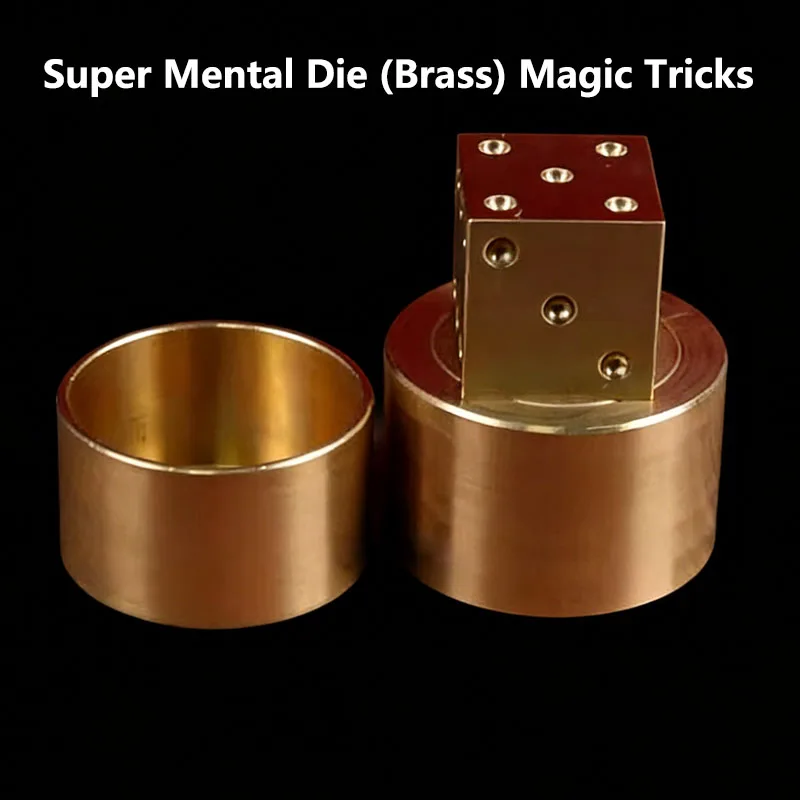 Super Mental Die (Brass) Magic Tricks Stage Close Up Magia Dice Number Prediction Metalism Gimmick Prop Accessories Magica
