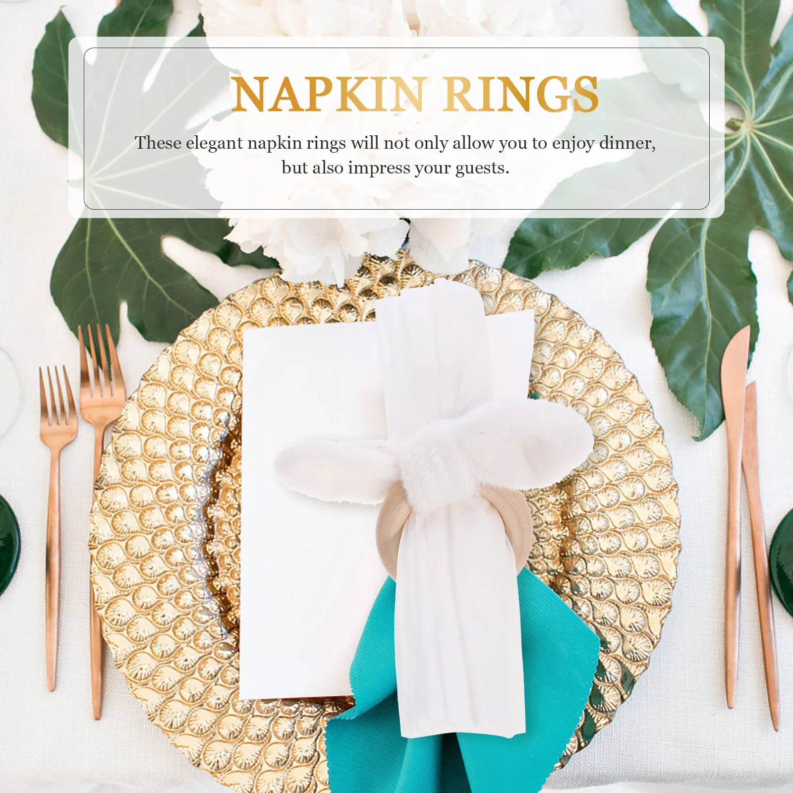 

4Pcs Elegant Napkin Holders Bunny Ear Style Creative Table Decor for Dining Room Wedding Party Napkin Ring Set