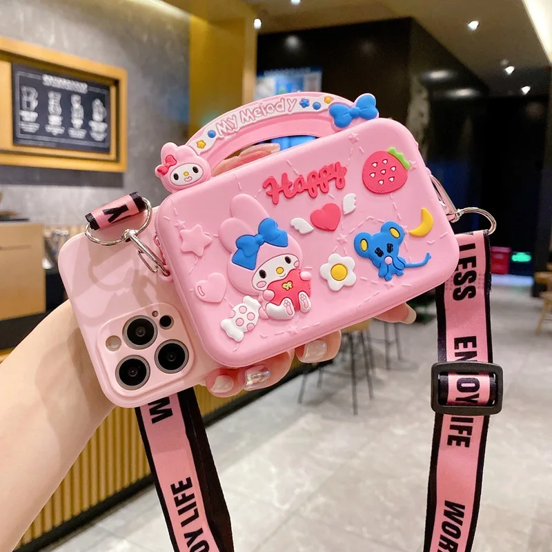 

Sanrio My Melody Silicone Bag Cartoon Anime Cinnamoroll Shoulder Bag Fashion Kids Girl Accessories Coin Purse Holiday Gifts