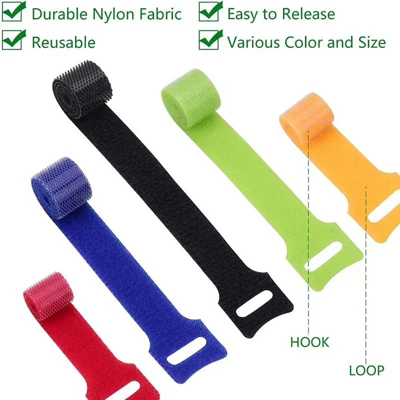 Hook-and-loop Fastener Self-adhesive 15cm Can Be Reused Nylon T-hook Ring Buckle Fixing Tape for Cable Management Tape DIY