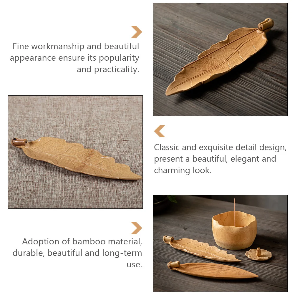 

Leaf Shaped Bamboo Incense Stick Holder Burner For Home Decor Aroma Therapy Desktop Ornament Incense Tray Censer Decor