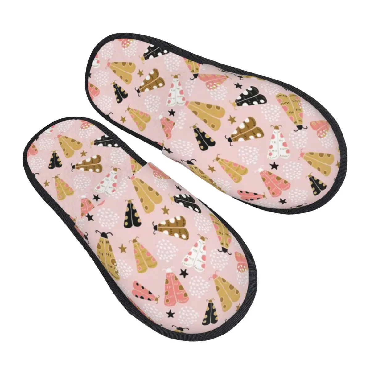 

Fur Slipper For Women Men Fashion Fluffy Winter Warm Slippers Butterflies Moth With Polka Dots Scandinavian House Shoes
