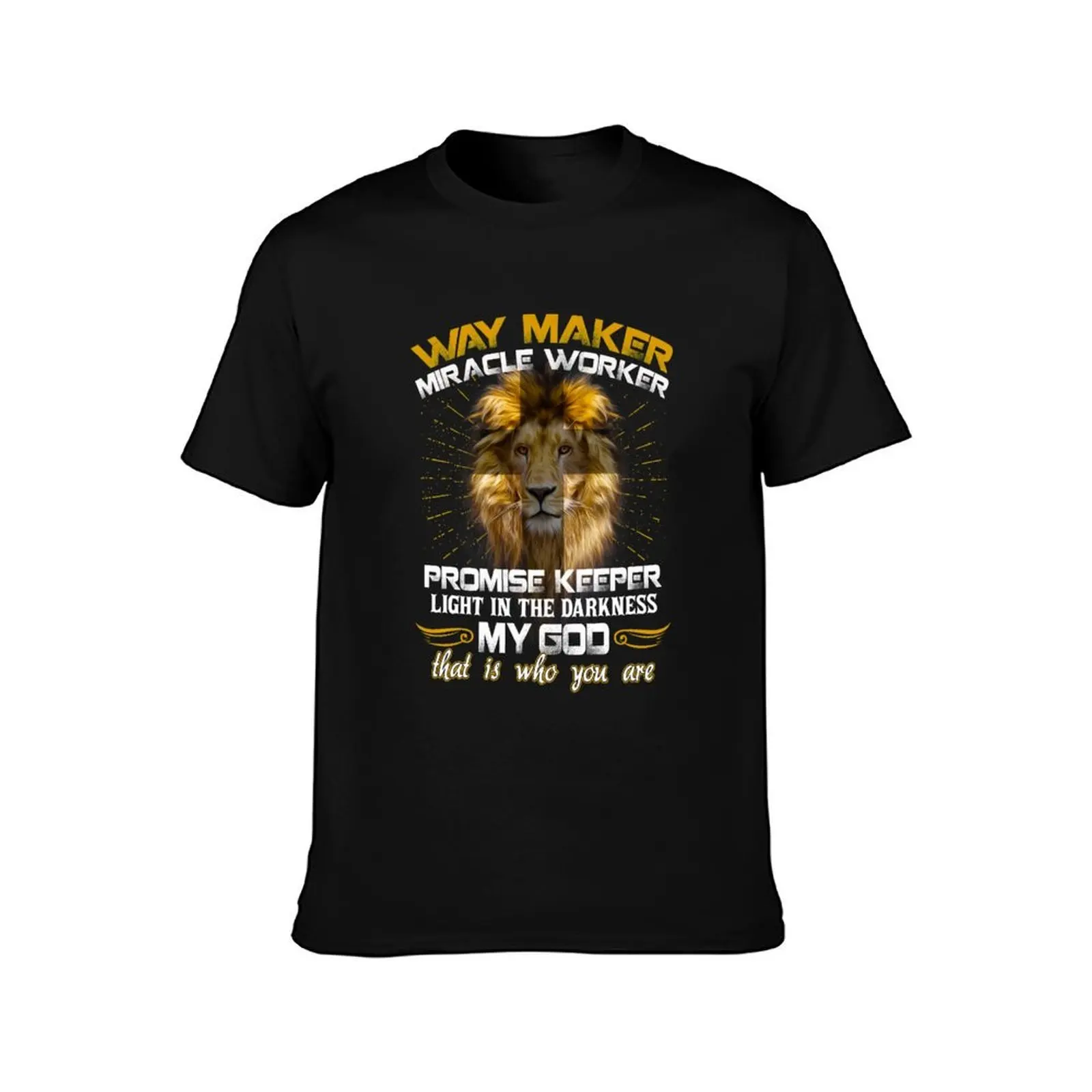 Lion Waymaker Miracle Worker Light In The Darkness Jesus T-Shirt, Summer Casual Cotton Tee, Oversized Streetwear Tops