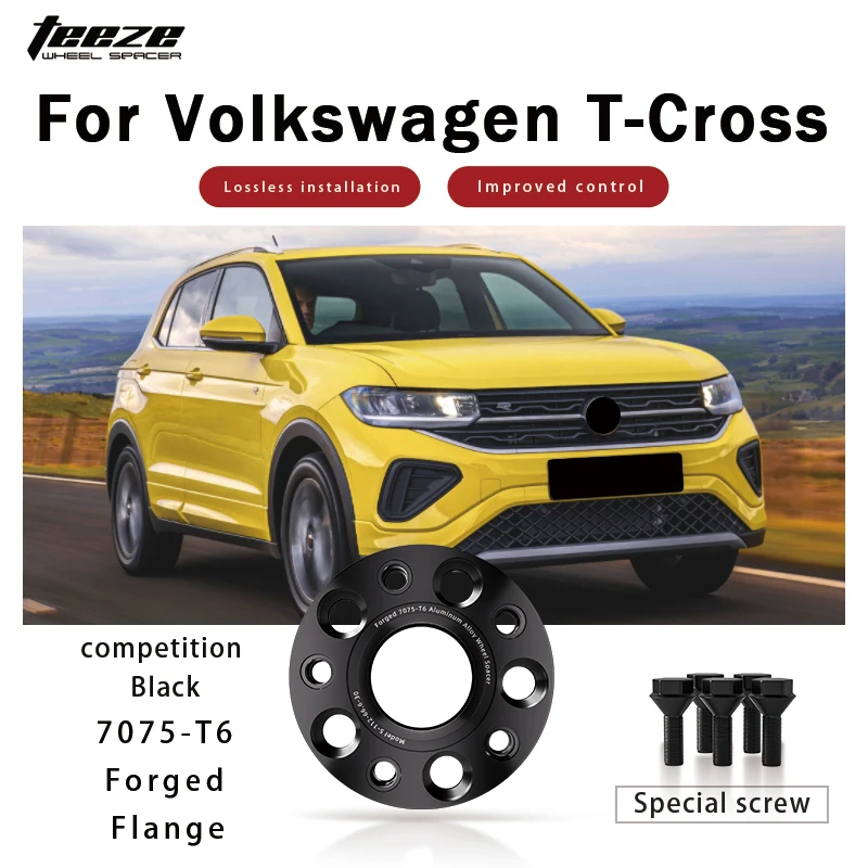 

Teeze 2/4pcs 5x100 57.1 M14 x 1.5 Hub Centric Black Forged wheel spacer For Volkswagen T-Cross Flange Plate 15/20/25/30/35mm
