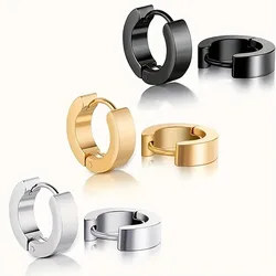 1pairs Fashionable Hip-hop Stainless Steel Earrings For Daily Wear, Men's Hoop Earrings