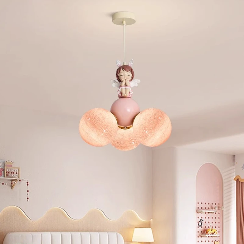

Children's Room Pendant Light Girl Cute Cream Style Warm and Romantic Cartoon Chandelier Princess Girl Bedroom Room Lamp