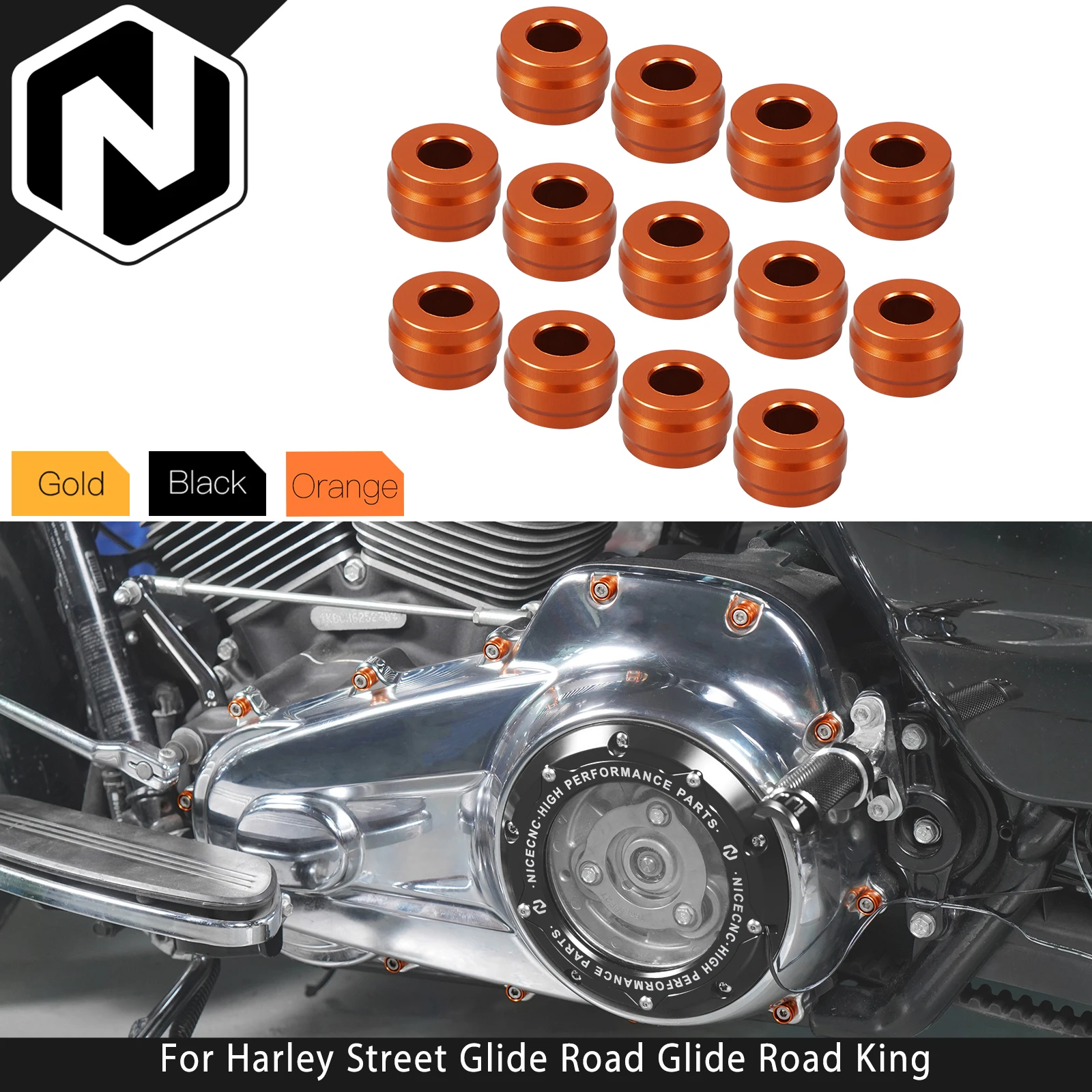 

13pcs Primary Cover Bolt Decorative Rings For Harley M8 Street Glide Road Glide Road King 2017-2023 Ultra Limited Electra Glide