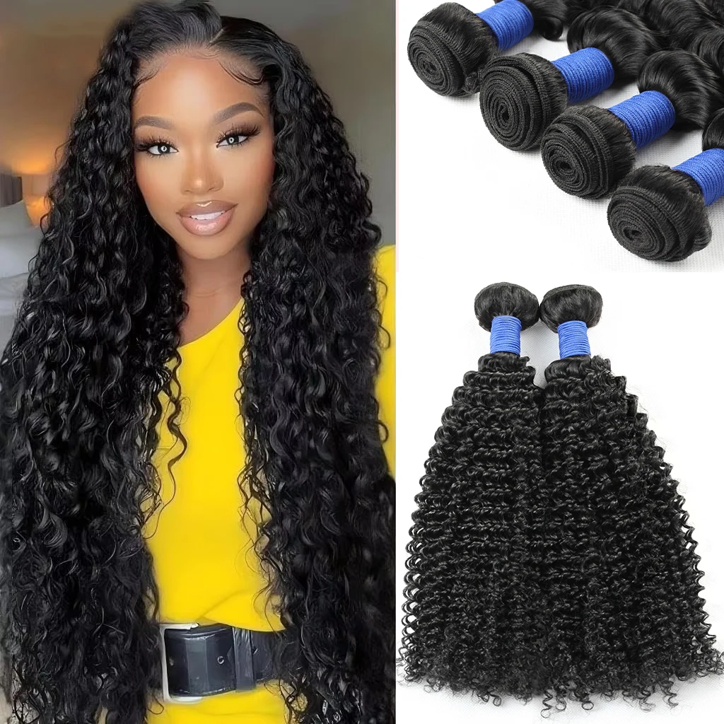 Abijale Deep Wave Echthaar-Bündel 34 36 38 Zoll Lockiges Haar zum Weben Unbehandeltes Doppeltes Tressenhaar Jungfräuliche Haarverlängerungen