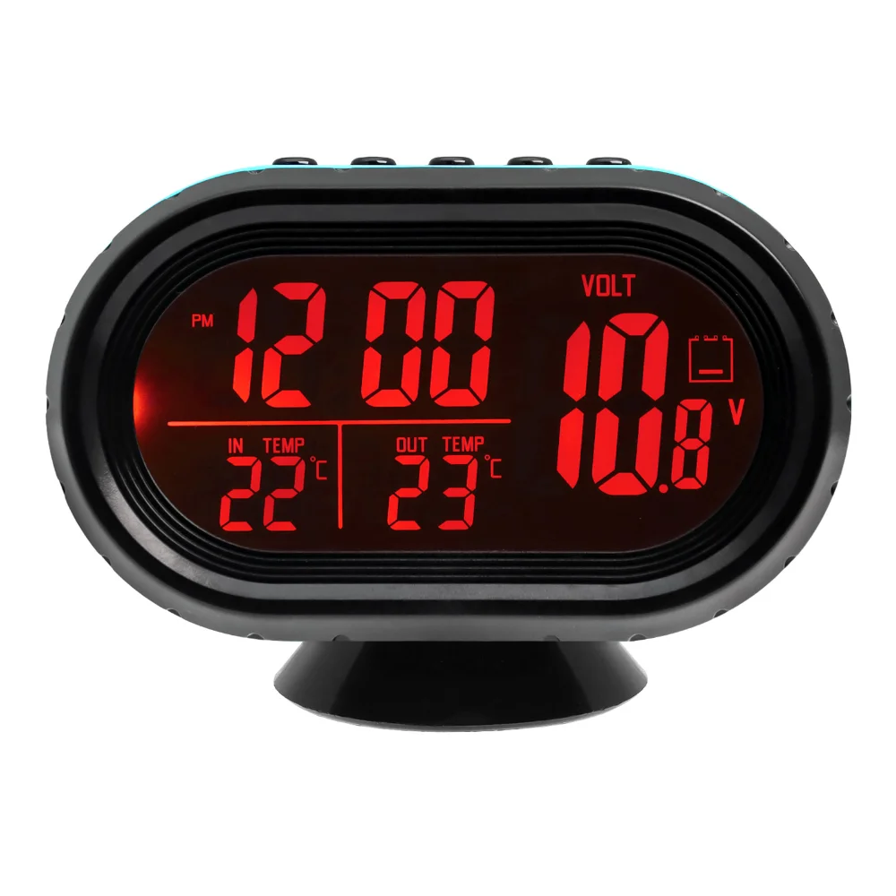 12V Car Thermometer 4 in 1 Digital Voltmeter Time Date Multi-function Car Temperature Clock Auto Thermometer Electronic Clock