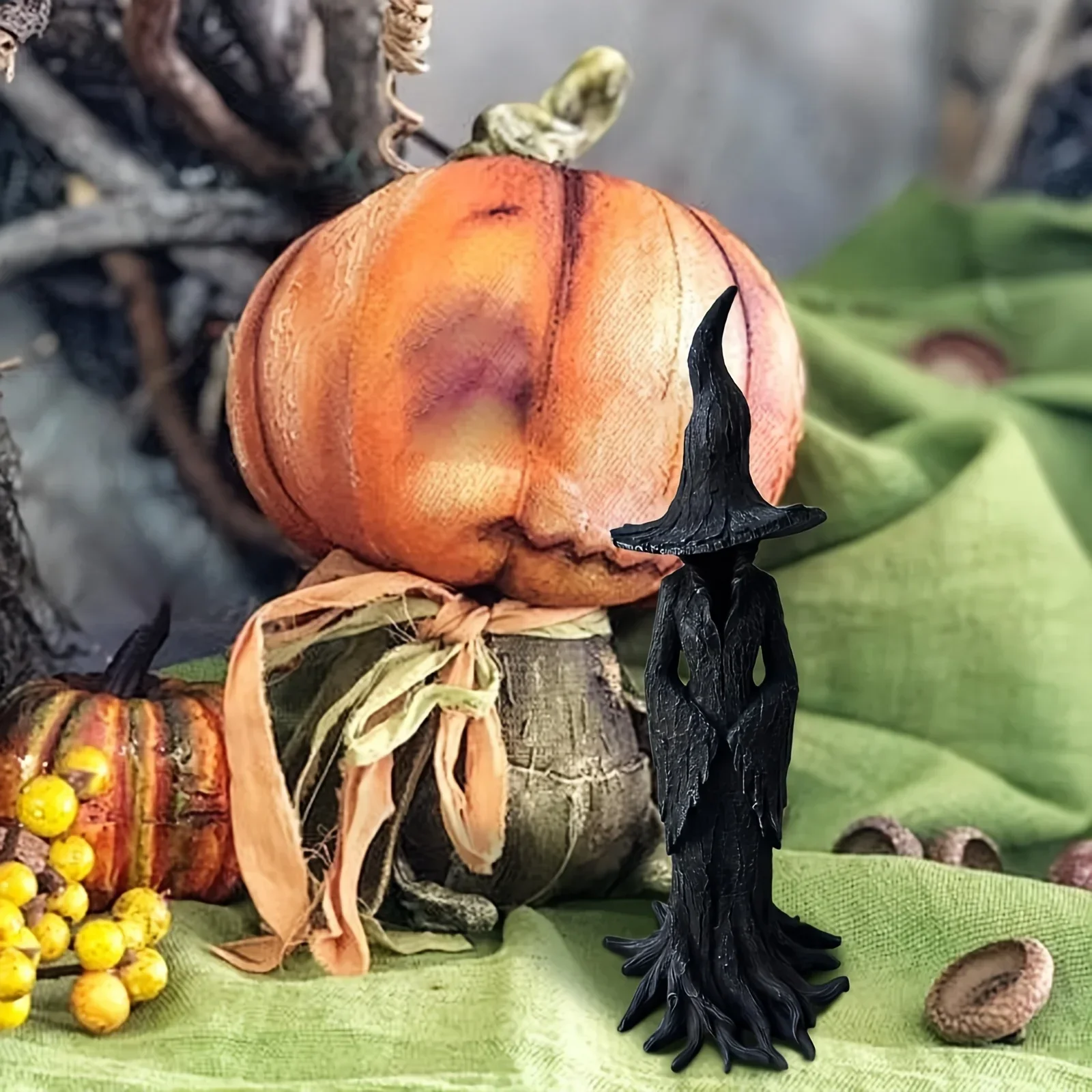 Dunkle Gothic-Hexe Harzstatue Retro-Horror Tischfigur Halloween Heimparty Tischdekoration Gruseliges Sammlerstück Dekorationszubehör – Detail 5