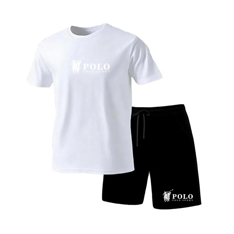 

Summer new style men's sport suit, short sleeve T-shirt + elastic waistband short pants set, breathable and quick-drying casual