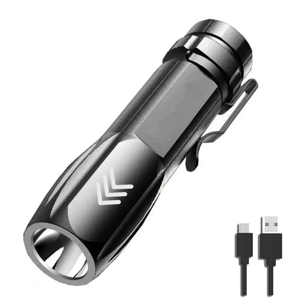 Impermeável Mini LED USB lanterna recarregável, portátil bolso Camping luz, alta brilhante, tocha de emergência, caminhadas