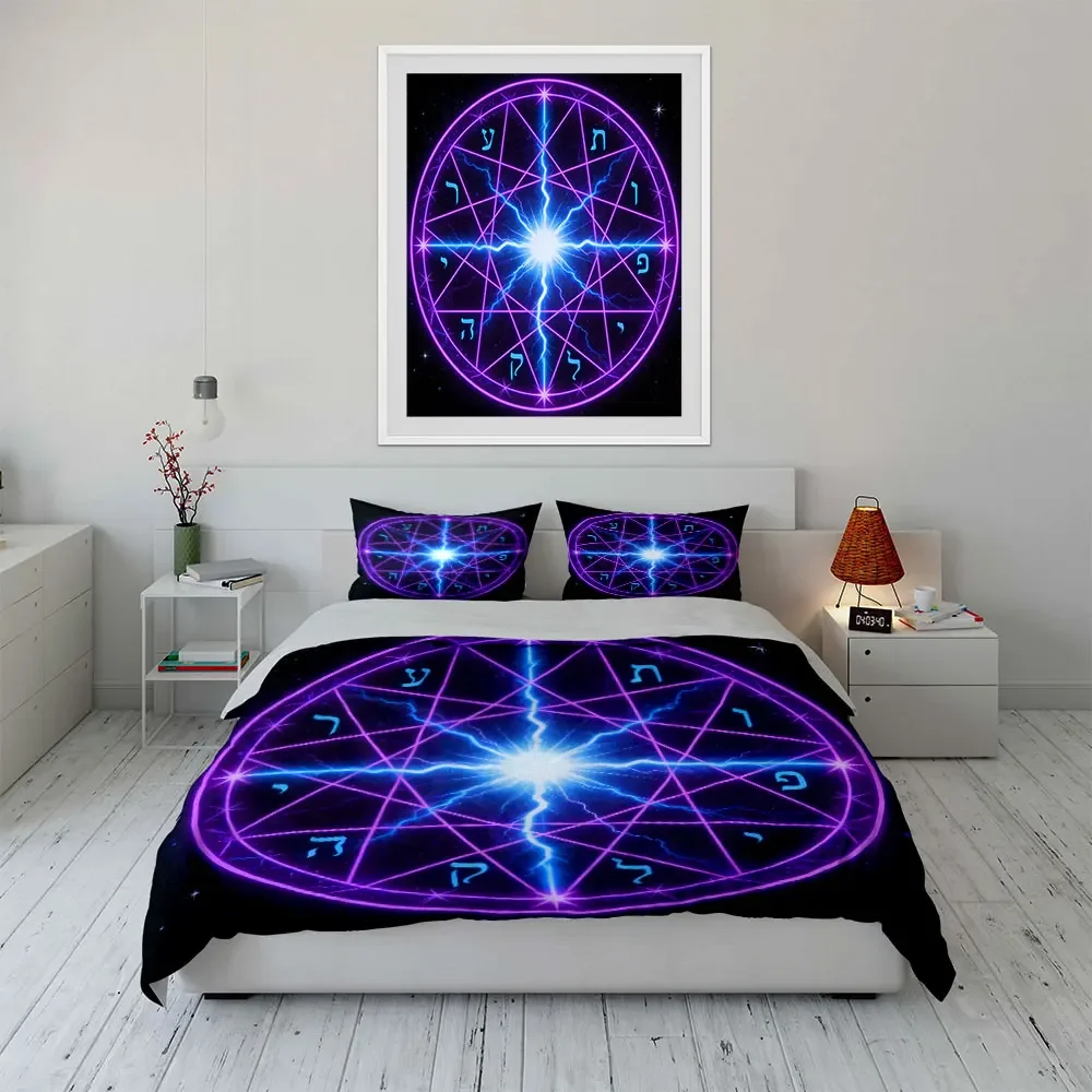 Mystic Energy Symbol Set Soft Comfortable Duvet Cover Bedding Set Included 1*Duvet Cover & 2*Pillowcases, gift