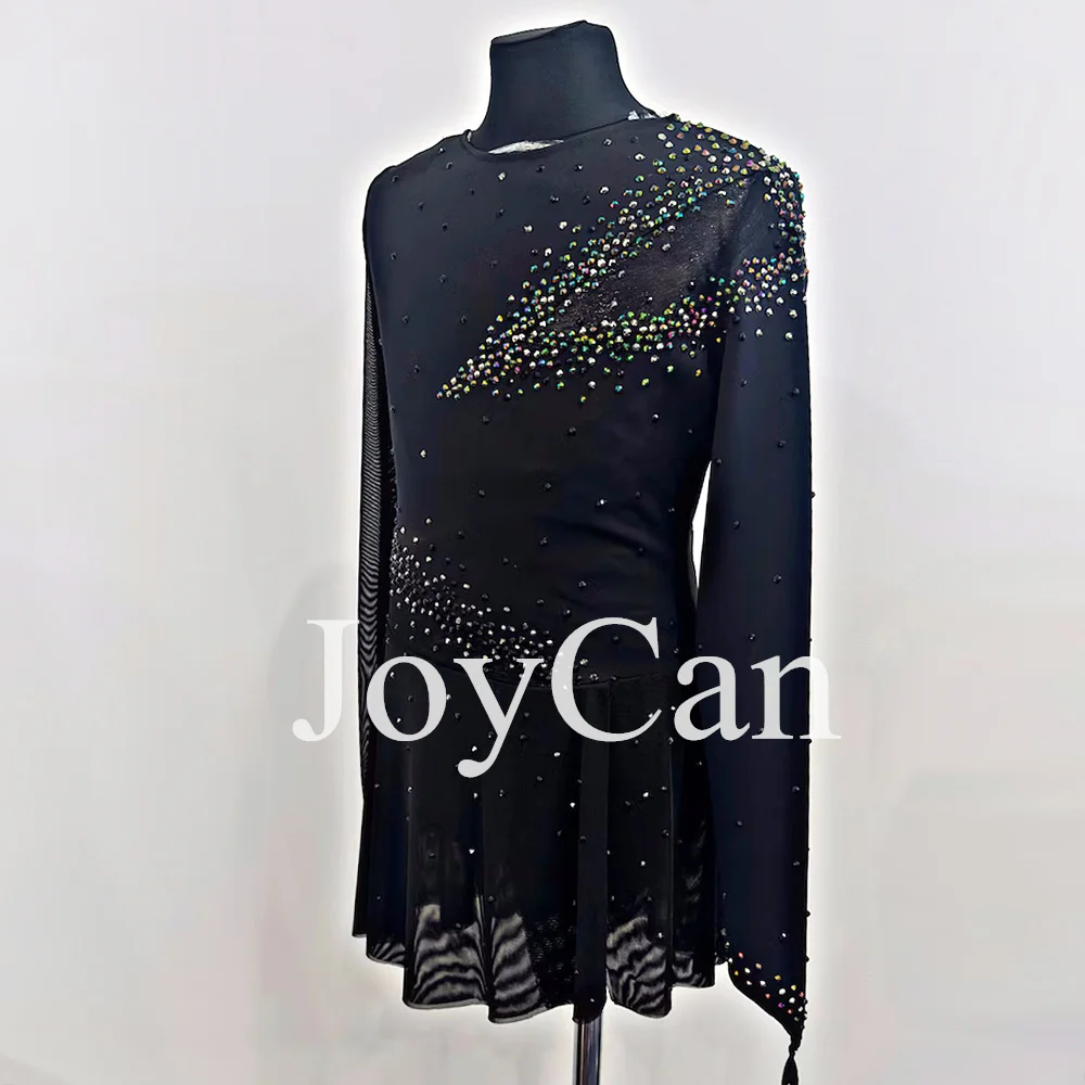 JoyCan-فستان التزلج على الجليد للفتيات ، دنة سوداء ، شبكة مطاطية ، ملابس الرقص المنافسة ، حسب الطلب