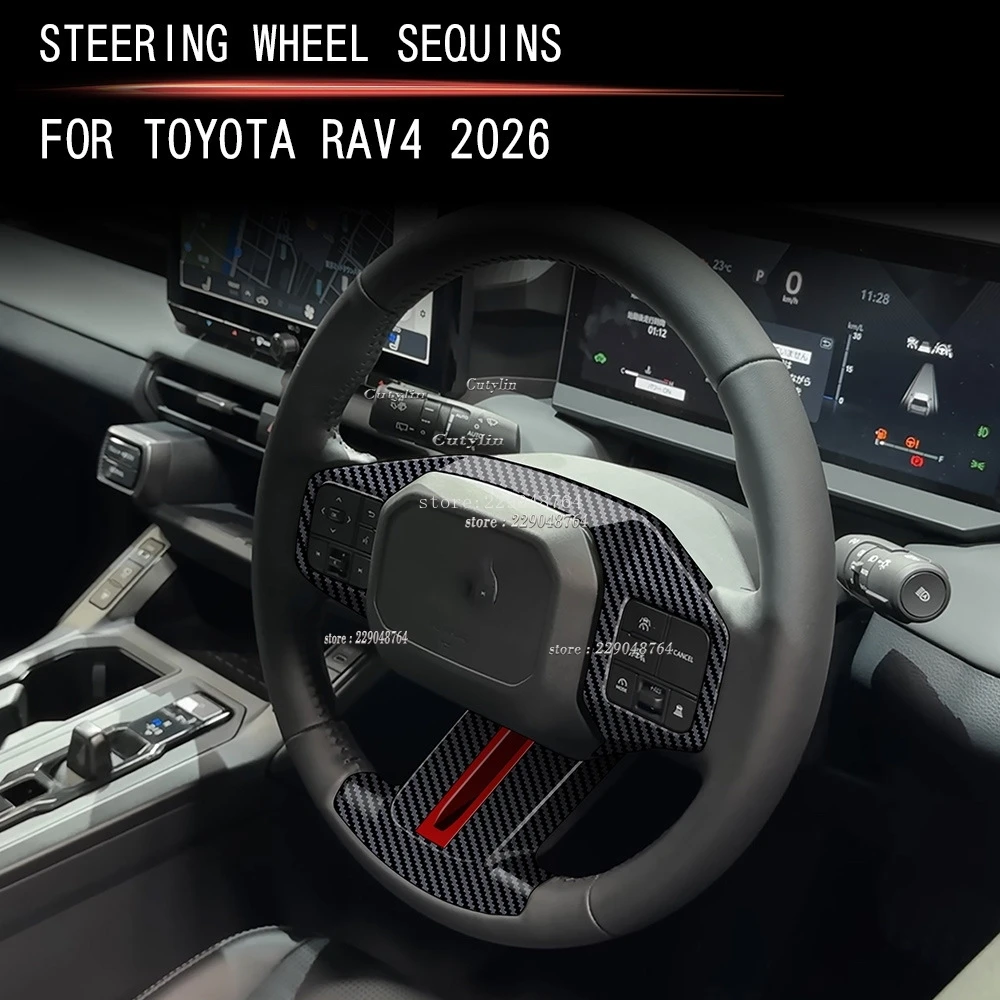 

L/RHD for Toyato Rav4 RAV 4 2026 2027 abs CarbonFiber Accessories Car Steering Wheel Panel Cover Trim Decorate Frame Sticker