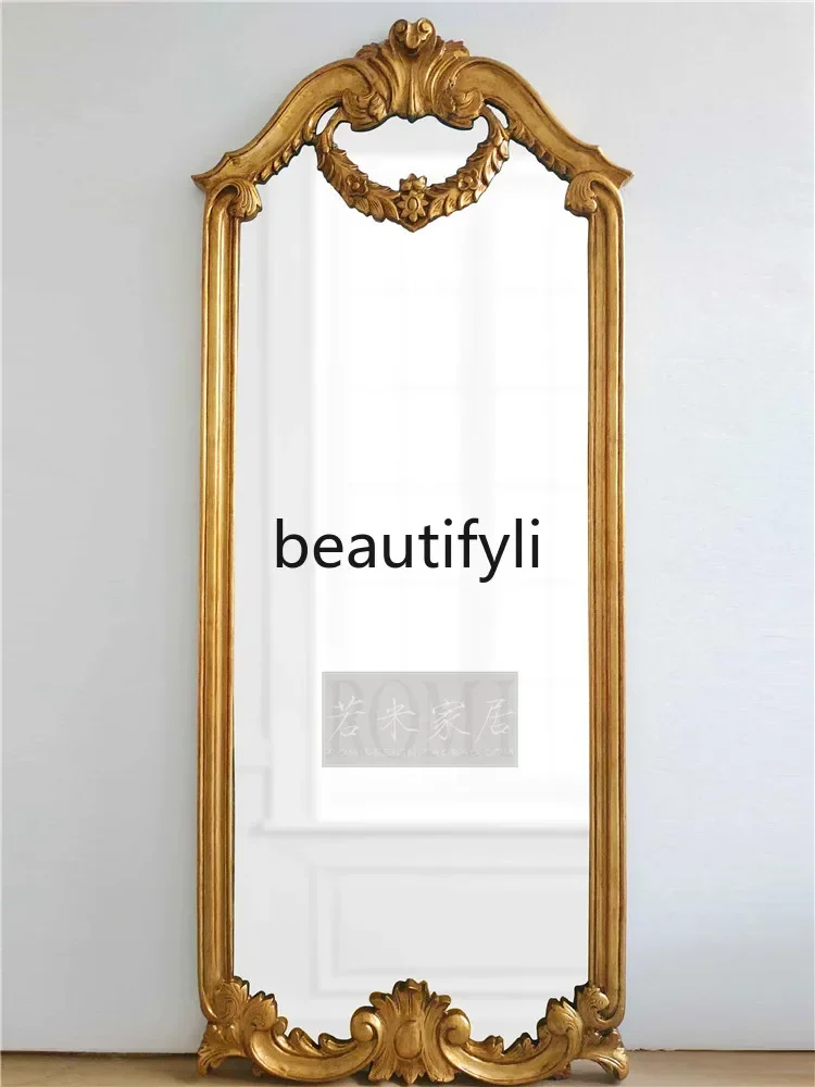 Q181 American retro full-body wall-mounted full-length mirror decorative mirror European-style entrance oil painting hanging mir