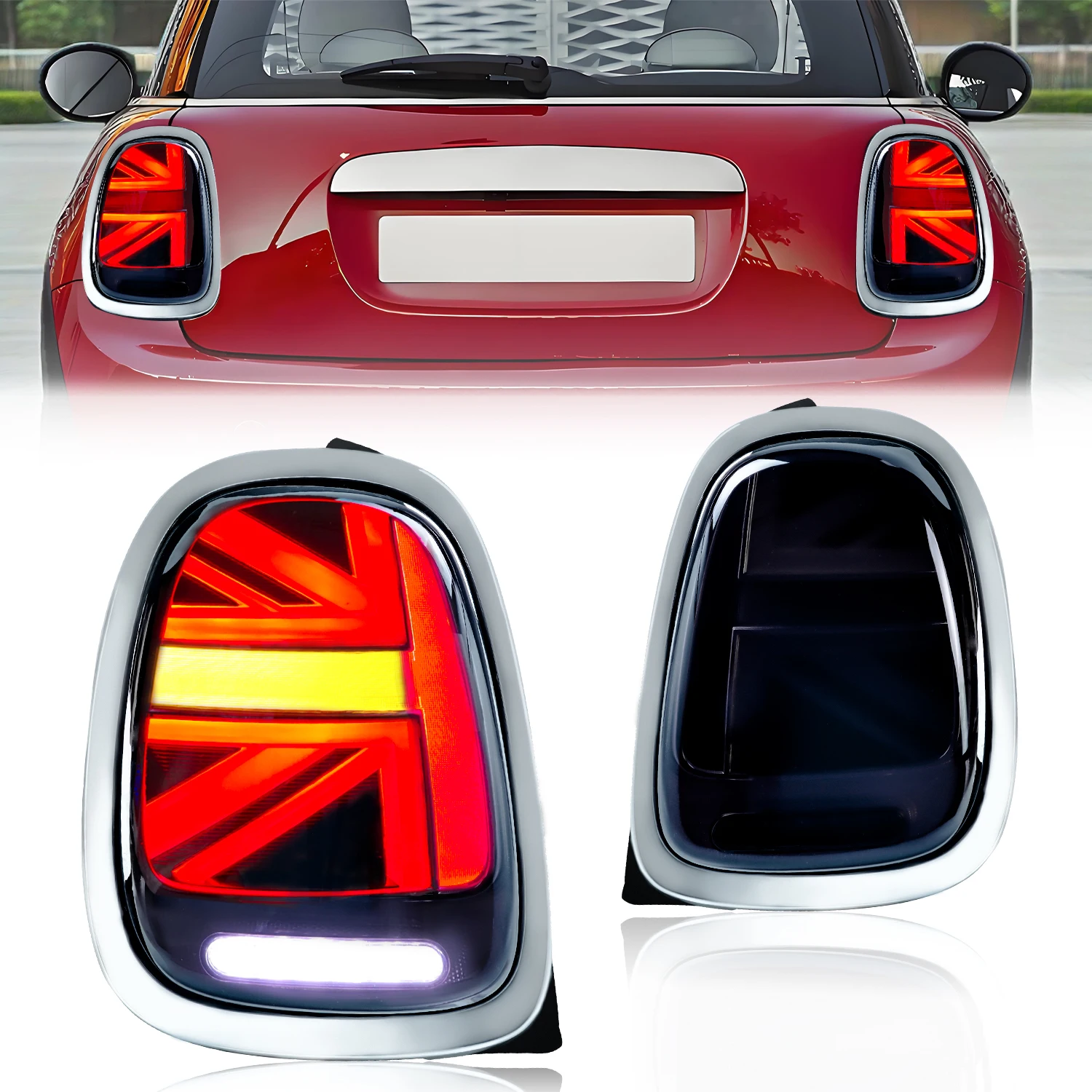 2X Heck-Union-Jack-Rückfahrlicht Bremslicht LED für 2014 2015 2016 2017 2018 2019 2020 2021 Mini Cooper F55 F56 F57