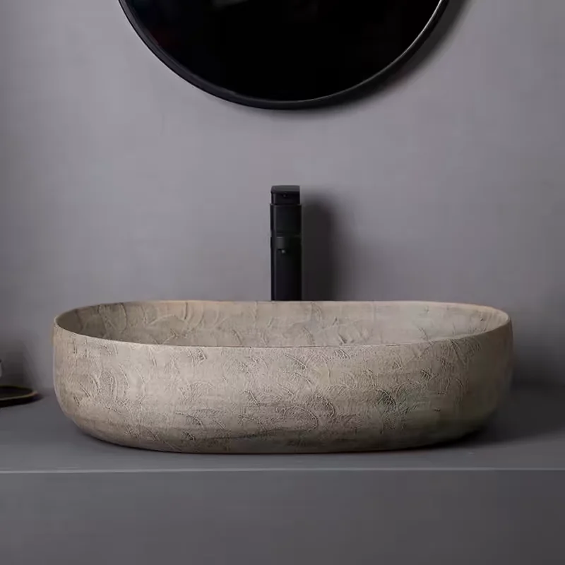 Ceramic countertop sink oval washbasin, bathroom balcony washbasin GN258TB view 3