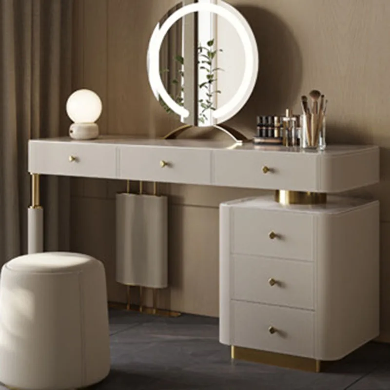 

Bedroom Makeup Vanity Table Modern European Coffee Drawers Storage Dressing Table Mirror Chair Penteadeira Trendy Furniture