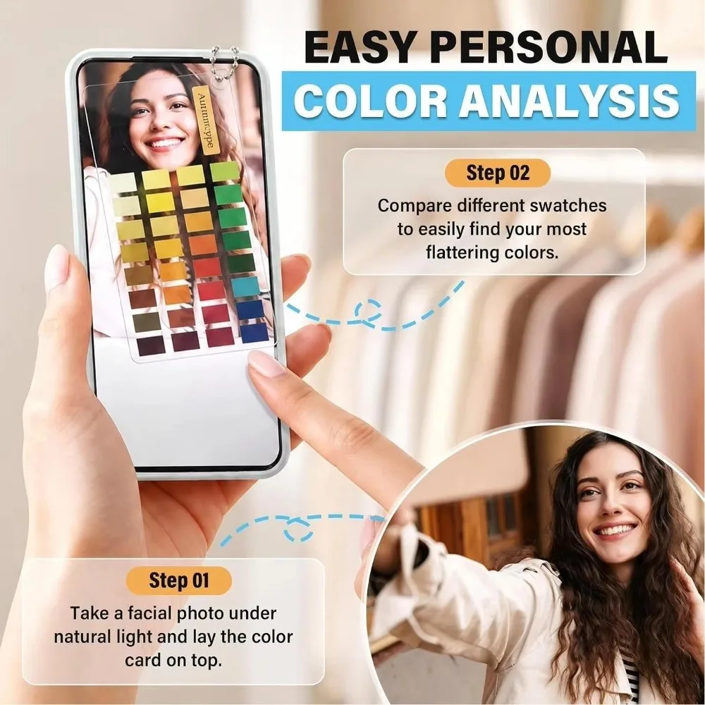 Acrylic Color Analysis Palette Cards 4-Season Color with Ball Chain Color Quick Reference Cards Seasonal Color Swatch Set
