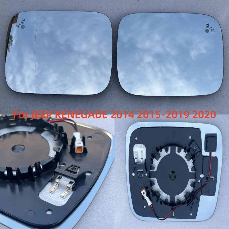 

For JEEP RENEGADE 2014 2015 2016 2017 2018 2019 2020 Car suv wide angle heated mirror glass with blind spot warning led light