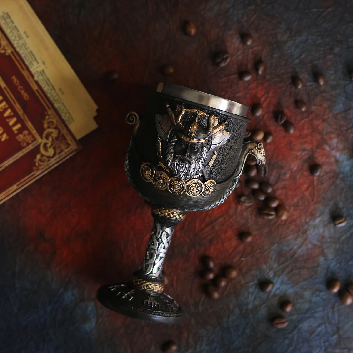 دراكار فايكنغ المحارب التنين سفينة الكأس القدح 200 مللي الفولاذ المقاوم للصدأ و الراتنج الشمال الله أودين كأس النبيذ هدية عيد #5