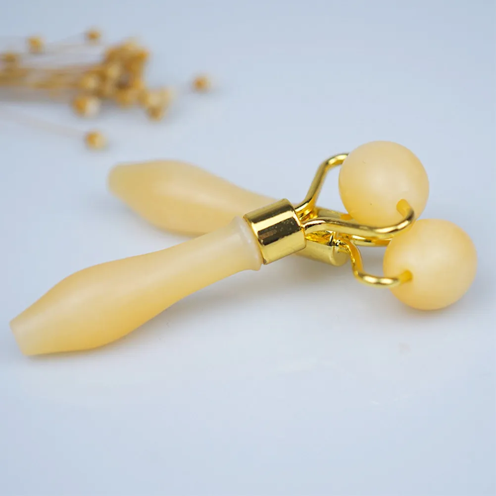 Yellow Jade Face Roller Eye Massager Skincare Accessory Comfortable Grip for Fatigue Relief and Swelling Reduction