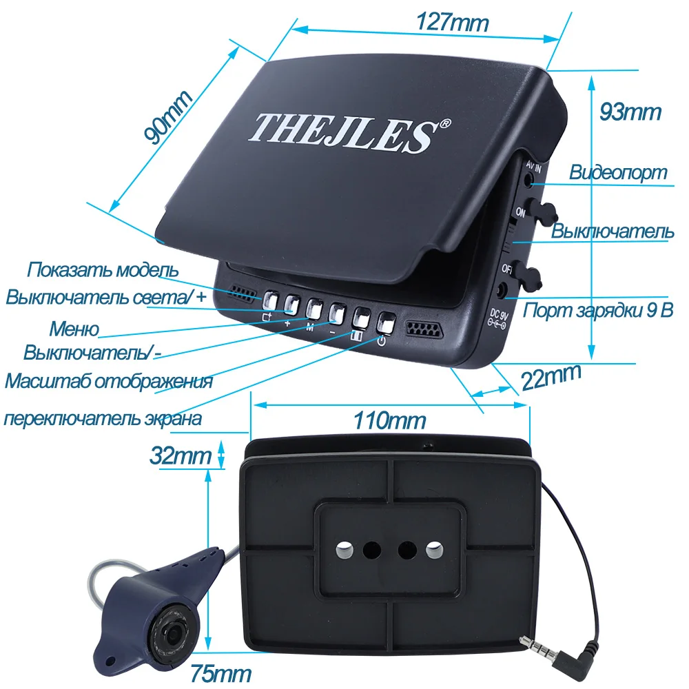 THEJLES New 4.3 Inch IPS HD Visual Fisher Fishing Camera With 8 Infrared Lights Can Be Turned On/Off  Best Gift For Ice Fishing