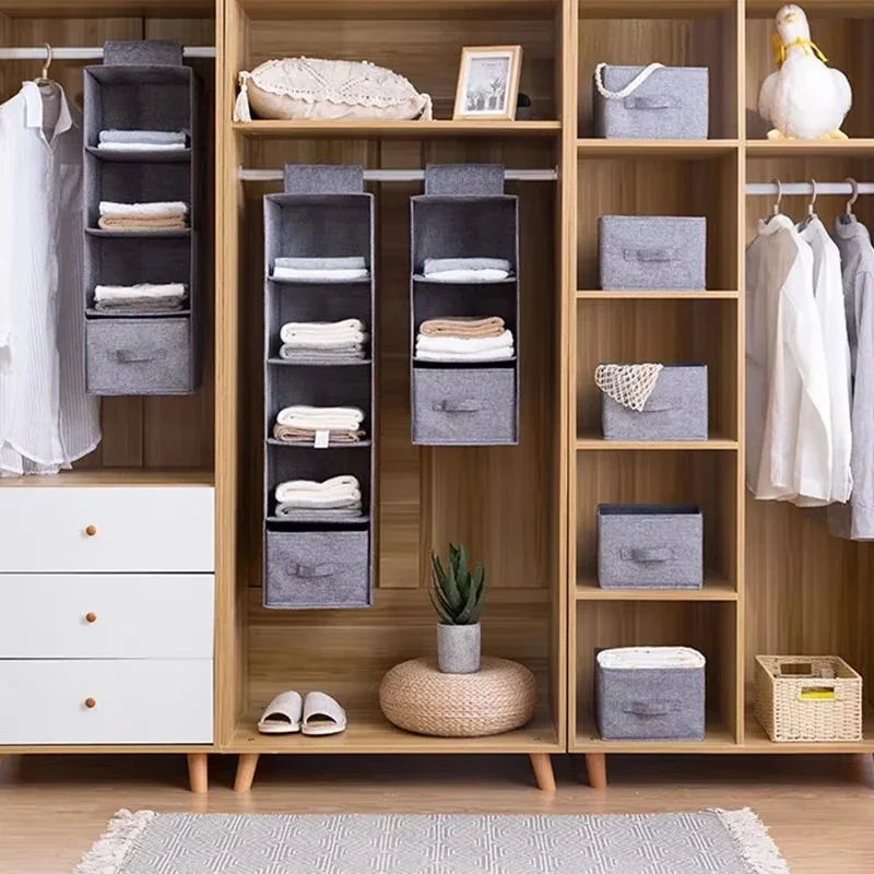 3/4/5 Layer Wardrobe Organizer Wardrobe Hanging Storage Bag Drawer Type Foldable Clothing Hangers Holder Clothing Storage Pouch