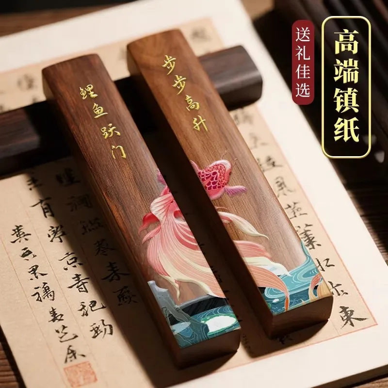 Multiple Sizes Wooden Calligraphy Paperweight Brush Weight for Painting, Book Page Holder Students Office Desk Organizer