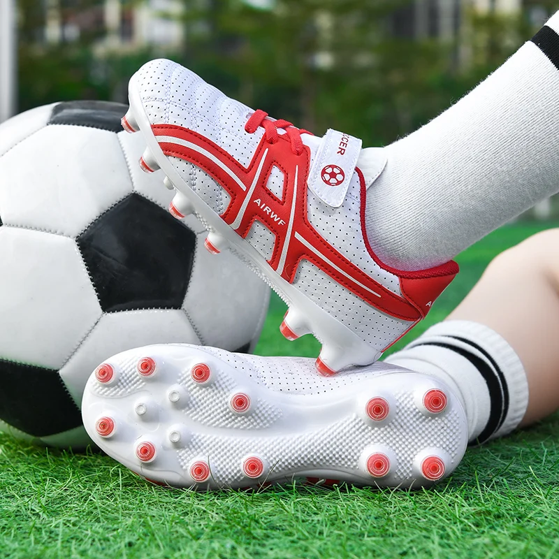 Professional Soccer Shoes for Children Child Football Crampons AG/TF Kids Grass Training Soccer Sneakers Anti-Slip Ankle Cleats