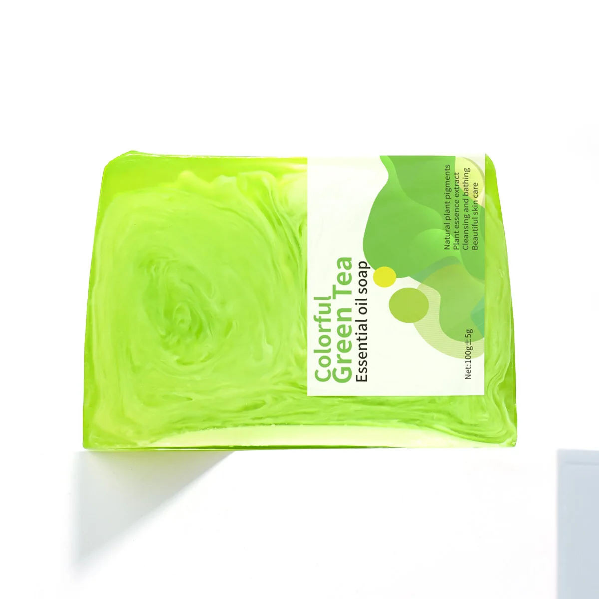 صابون الوجه بالشاي الأخضر الملون، جوهر الشاي الأخضر، ينظف البشرة بلطفًا، ويزيل حب الشباب